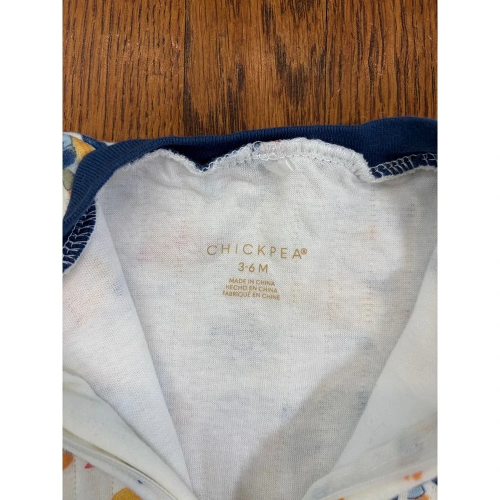 Chickpea Baby Quilted Rocket Ship Space Footie Sleeper White 3-6 Months